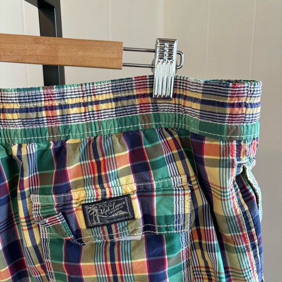 Vtg Polo Ralph Lauren Swim Trunks Colorful Plaid Mesh Lined Mens XXL 4.5” Inseam - Picture 1 of 9